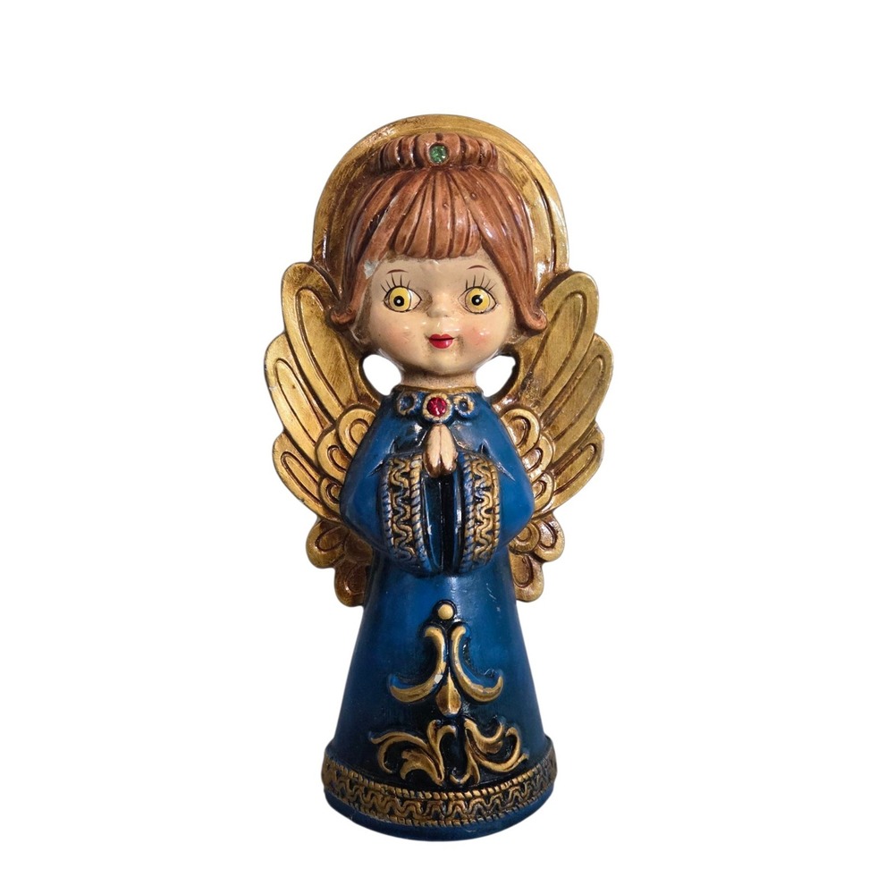 Vintage‎ ARDCO  1960's Praying Christmas Angel (Blue) Japan Paper Mache 8"